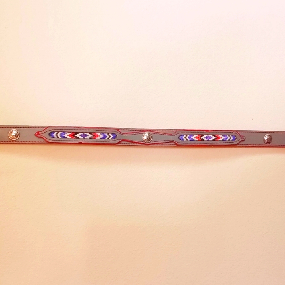 Grey beaded western women's belt.